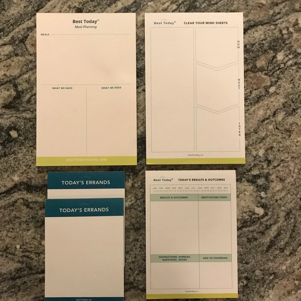 Bundle of 5 Best Today Brand Planning Pads